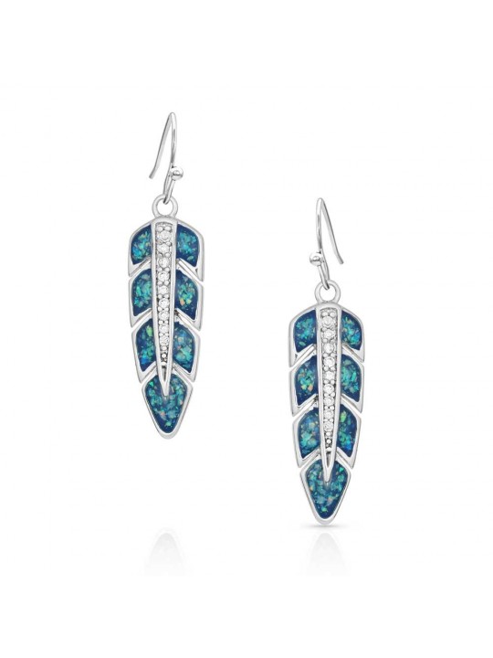 Pointed Feather Opal Earrings