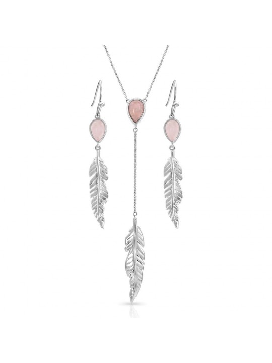 Dreamy Rose Feather Jewelry Set
