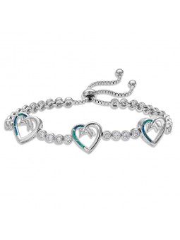 Opal Heart Bolo Bracelet
