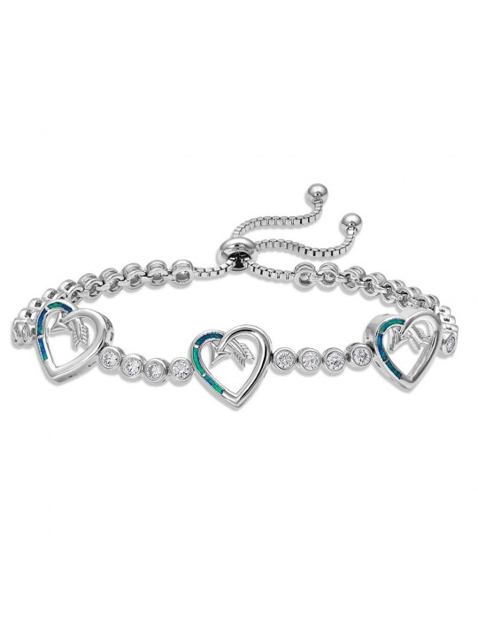 Opal Heart Bolo Bracelet