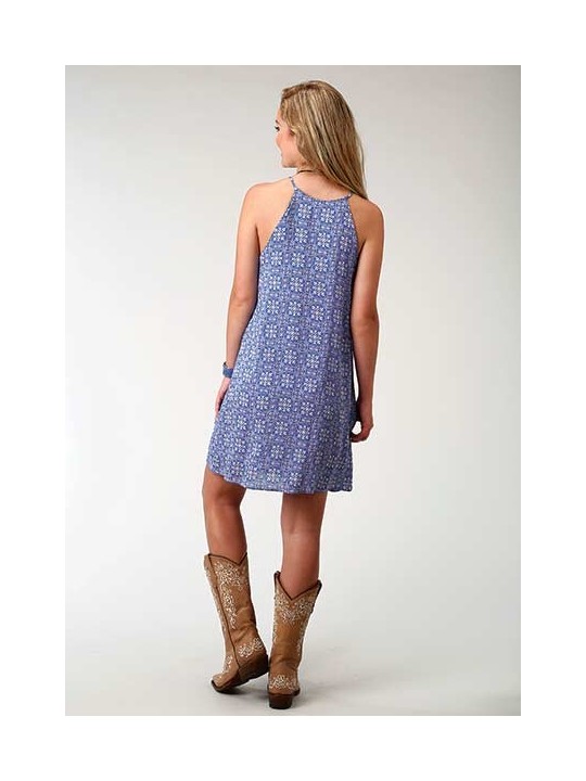 Blue Tile Print Dress