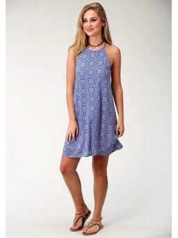 Blue Tile Print Dress