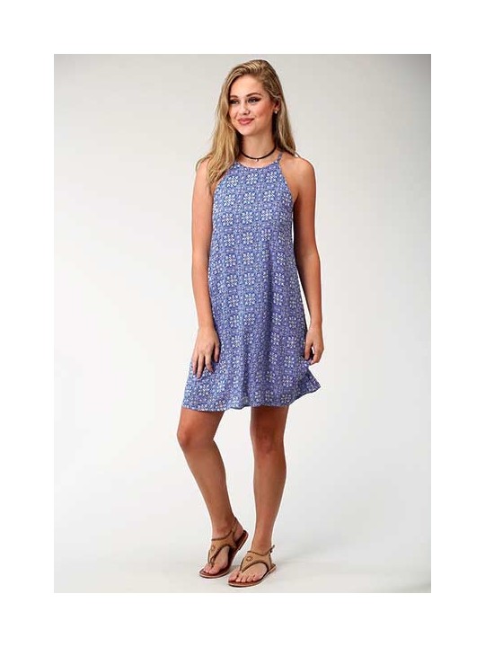 Blue Tile Print Dress