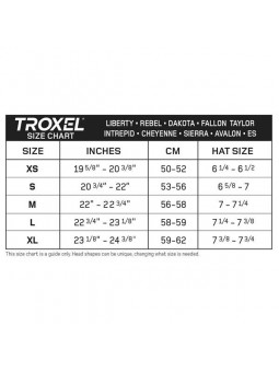 Troxel Cheyenne sizing chart