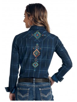 Westernbluse Ombre Indigo