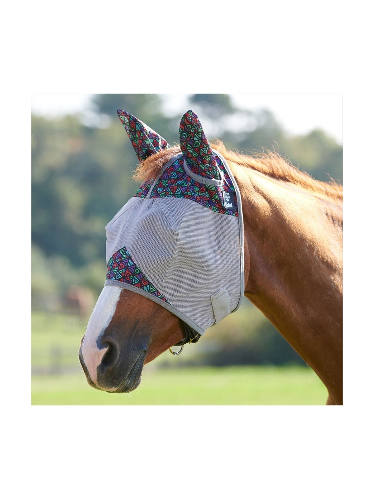 Crusader Fly Mask w. Ears Black Tribal