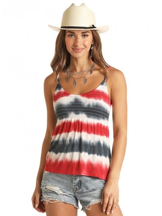 Tie Dye Tank With Smocking