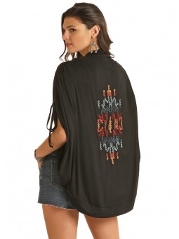 Aztec Embroidered Cocoon Cardigan
