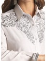 Western Shirt Embroidered white silver