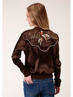 Satin Bomber Jacket Brown
