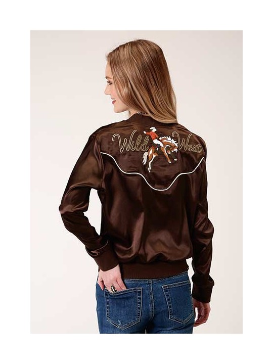 Satin Bomber Jacket Brown