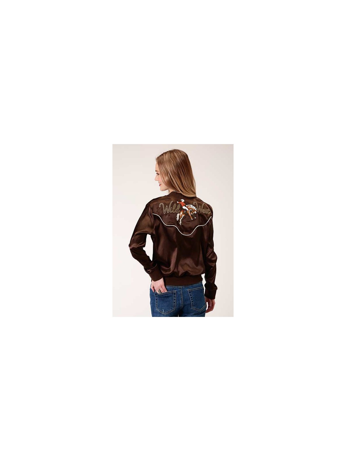 Satin Bomber Jacket Brown