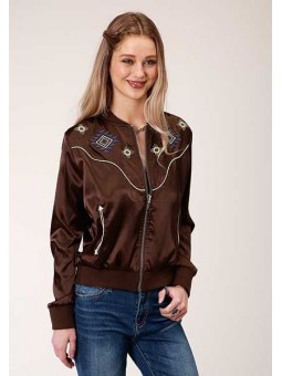 Satin Bomber Jacket Brown