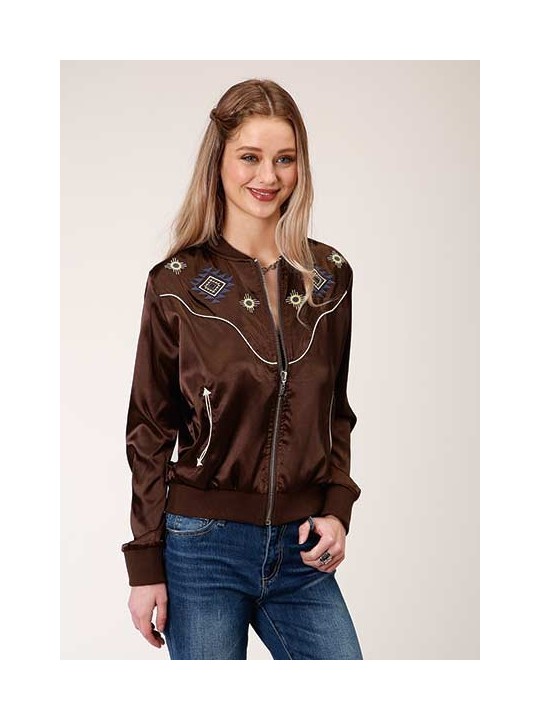 Satin Bomber Jacket Brown