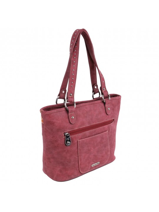 Floral Embroidered Handbag/Wallet Set red