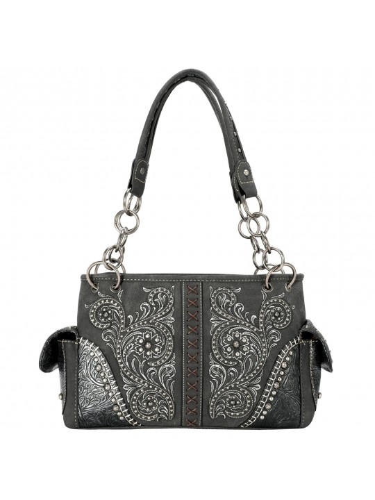 Floral Embroidered Handtasche 1076 schwarz