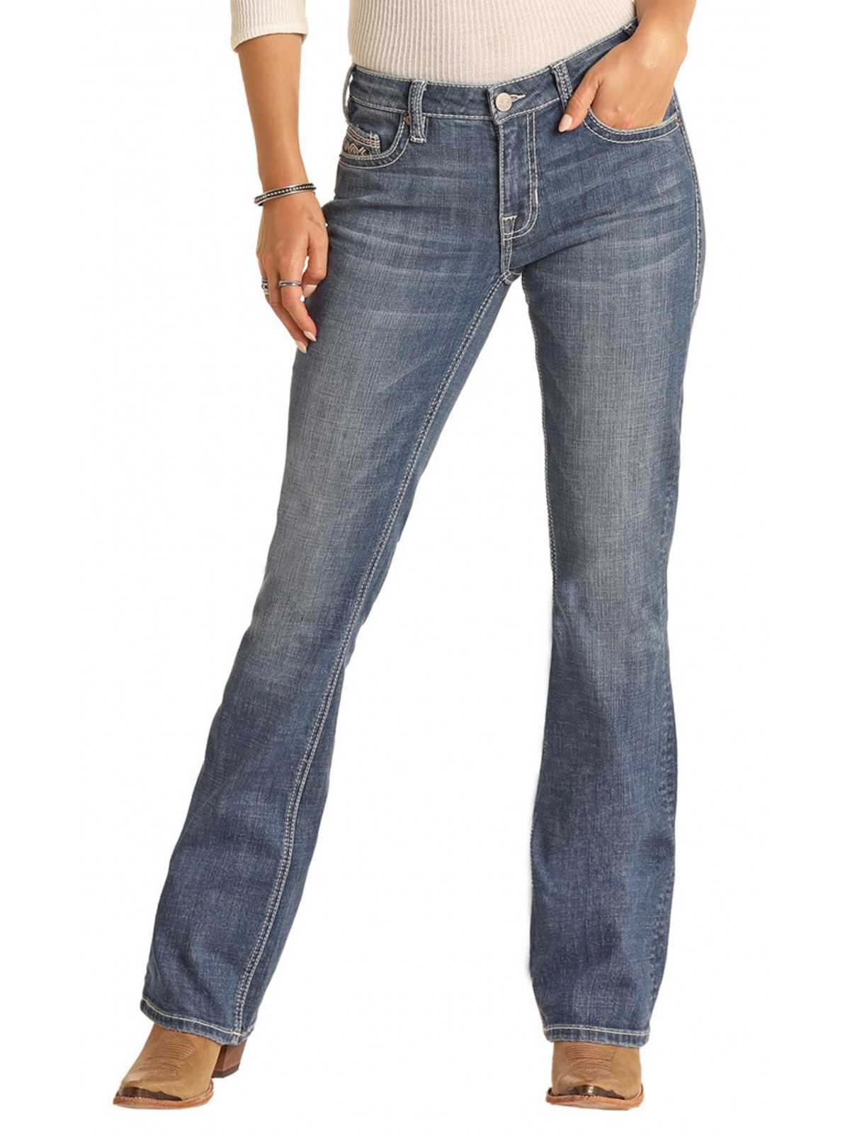 Mid Rise Stretch Bootcut Jeans R1C3