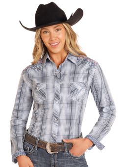 Rough Stock Westernbluse Blau