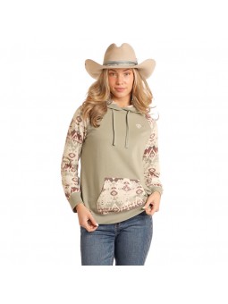 Contrast Sleeves Hoodie Jade