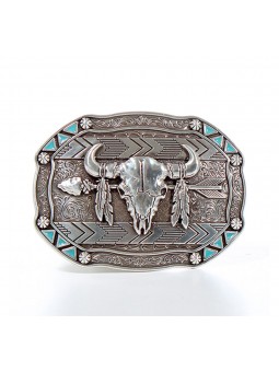 Nocona Skull Feather Buckle