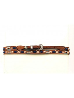 Aztec Brown Leather Hat Band