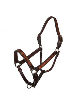 Black Floral Leather Halter