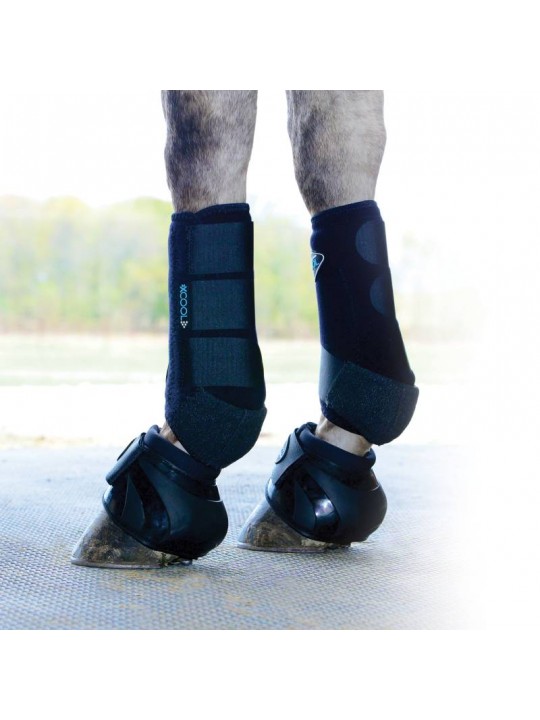 BB56 Professional's Choice Spartan II Bell Boots on horse with leg protection boots