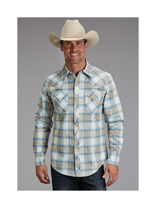 11-001-0478-2044 BR Stetson Herrenhemd Sand Dobby Plaid