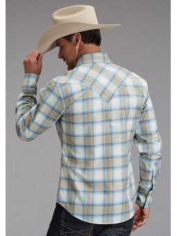 11-001-0478-2044 BR Stetson Herrenhemd Sand Dobby Plaid Rückseite