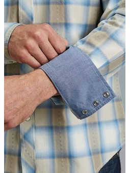 11-001-0478-2044 BR Stetson Herrenhemd Sand Dobby Plaid Ärmel