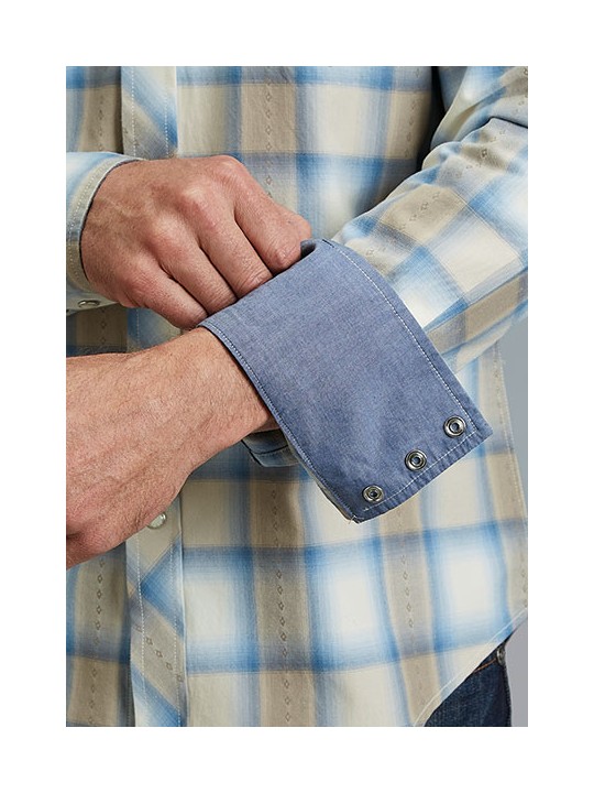 11-001-0478-2044 BR Stetson Herrenhemd Sand Dobby Plaid Ärmel