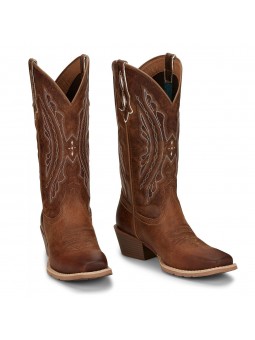 Ein Paar Justin Damen Western Boot Rein 12″ Pull‑On Waxy Tan JBL2962