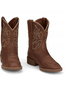 One pair of Justin Kids' Western Boot Canter Junior 8″ Amber JK7516