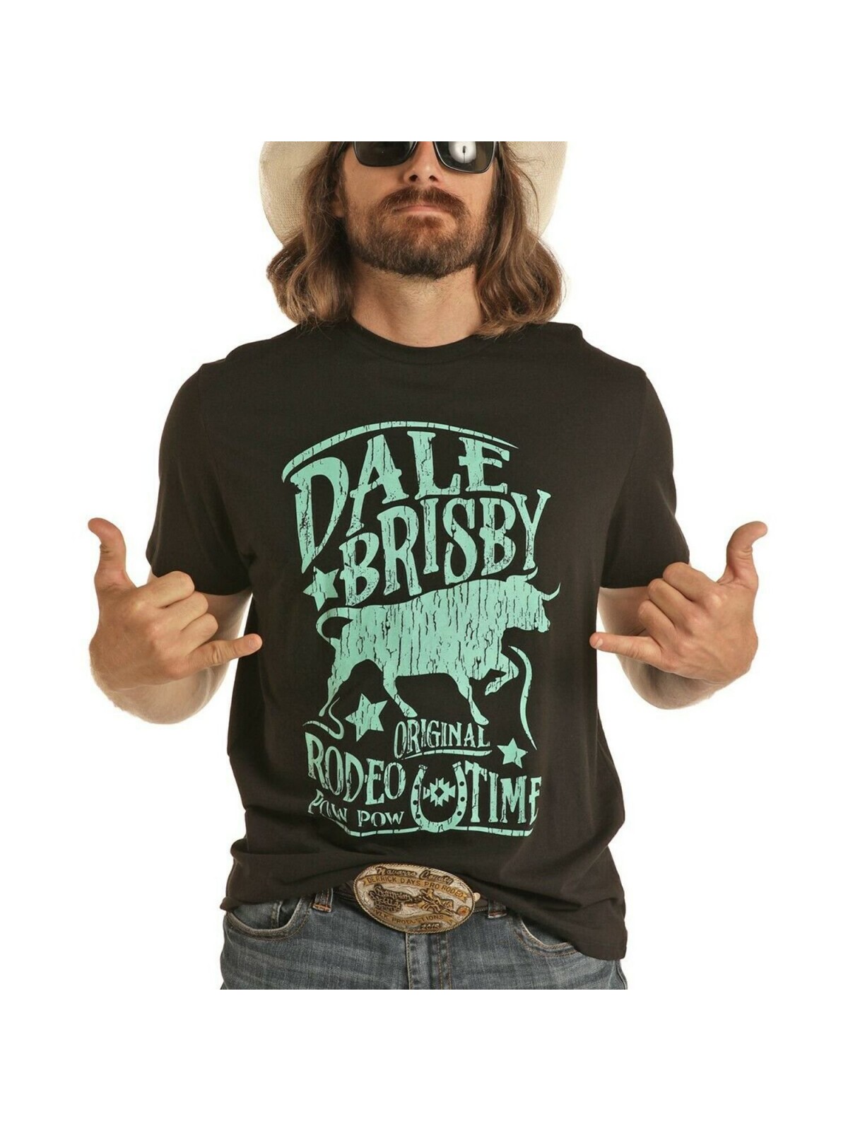 Dale Brisby Schwarzes Rodeo Time T-Shirt P9-5523 Dale Brisby Schwarzes Rodeo Time T-Shirt P9-5523
