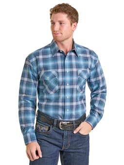 Westernhemd Blau Kariert