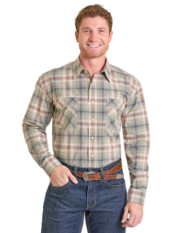 Westernhemd Taupe Kariert