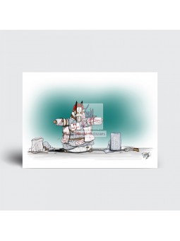 Lustige Pferde Grusskarte ‘Desperate times call for desperate measures’  von Emily Cole Illustration