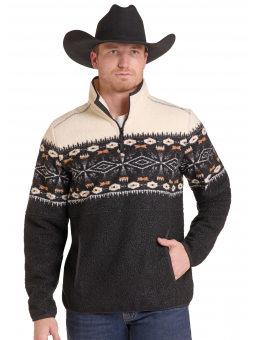 Black Aztec Border Pullover